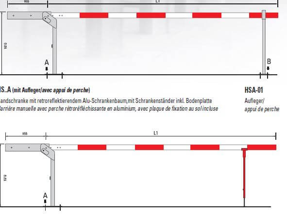 Handschranke mit retroreflektierendem Alu-Schrankenbaum